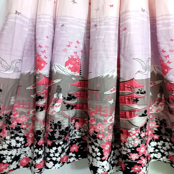 Dressever Japanese Floral Pleated Skirt XL Midi Pinks Side Zipper A-line - Picture 9 of 11